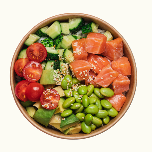 Salad salmon poke bowl