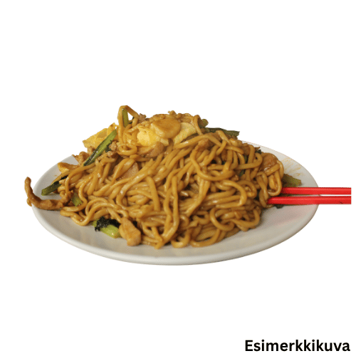 Stir-fried udon noodles with dried tofu