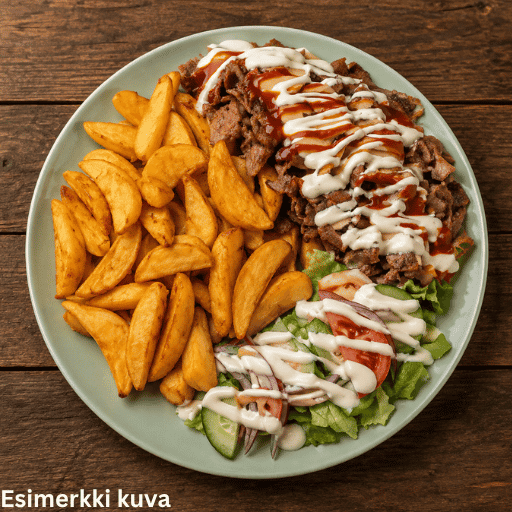 Vöner lohkoperunoilla