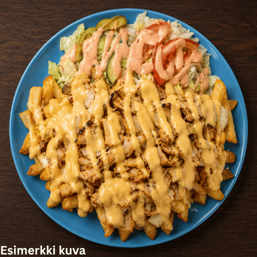Kanakebab lohkoperunoilla