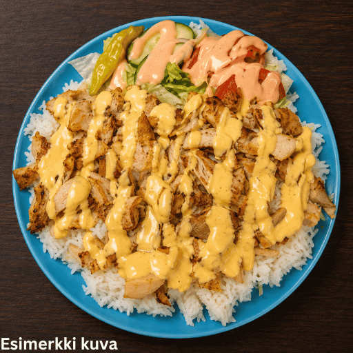 Kanakebab riisillä