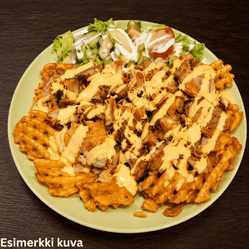 Kanakebab ristikkoperunoilla