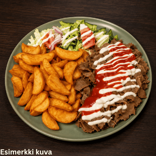 Kebab lohkoperunoilla