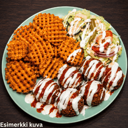 Falafel ristikkoperunoilla