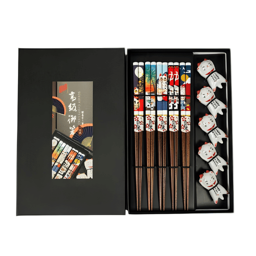 GoldenTurtle Chopsticks Set Lucky Cat Style
