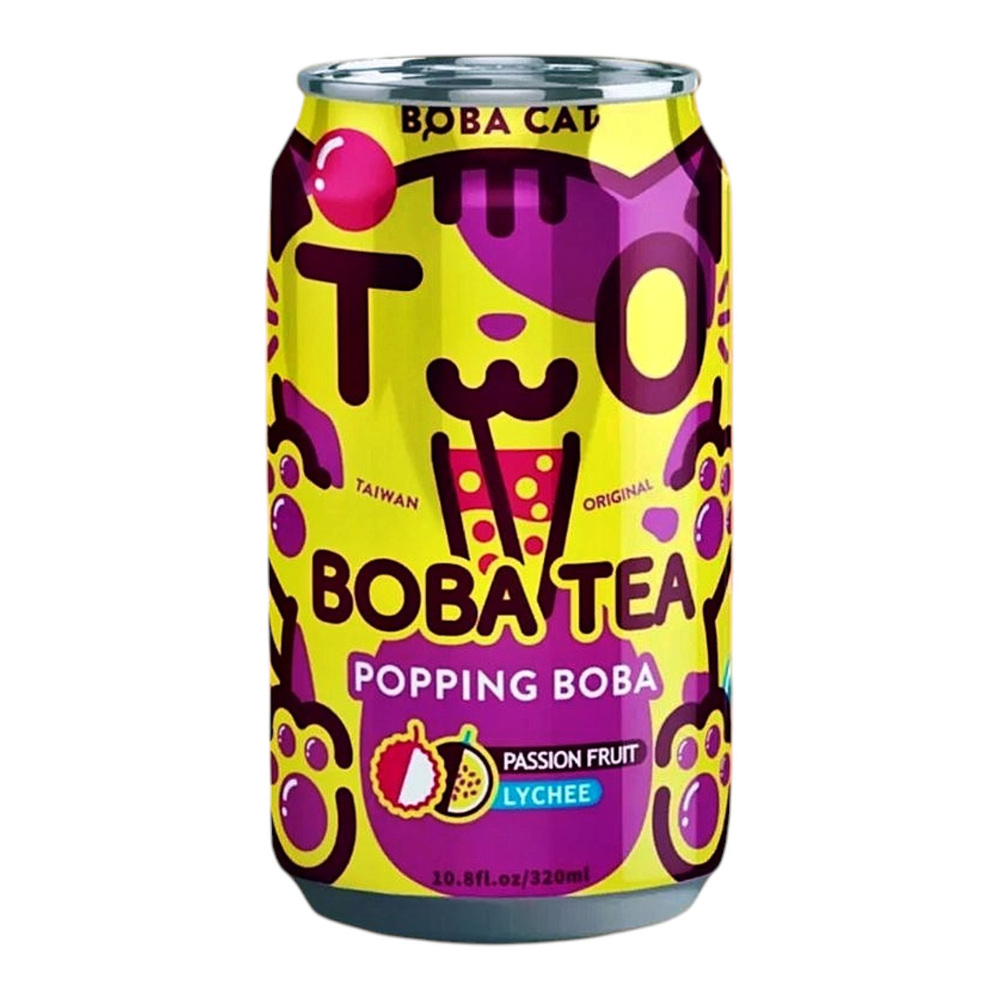 BobaCat Boba Tea Passion Fruit Lychee Flavor 320ml