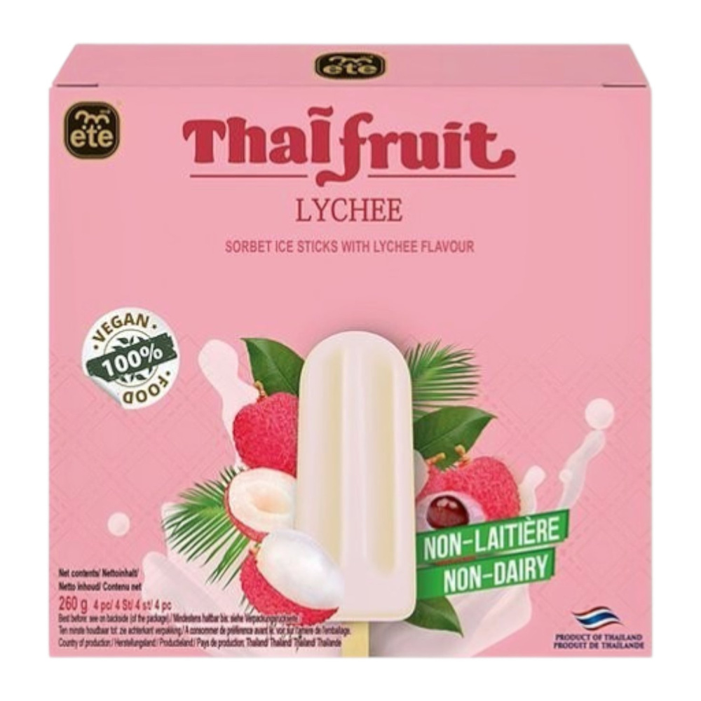 ETE ThaiFruit Sorbet Ice Stick Lychee Flavor 4pcs 260g