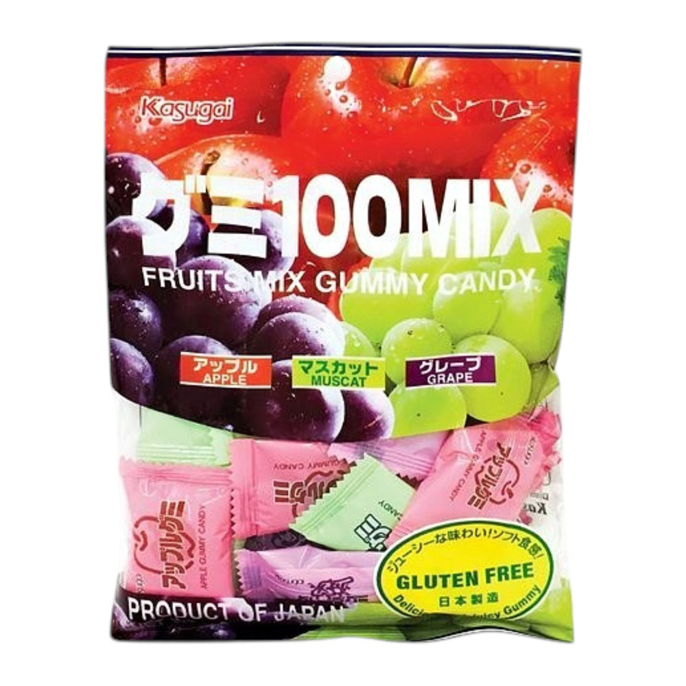 KASUGAI Fruits Mix Gummy Candy Grape&Strawberry&Muscat 102g