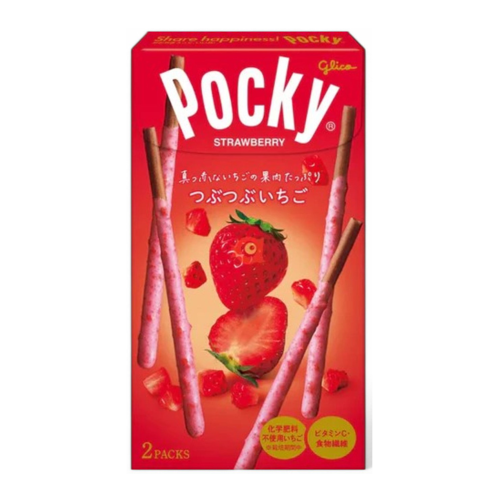 Pocky Biscuit Sticks Choco Tubutubu Strawberry Flavor 55g