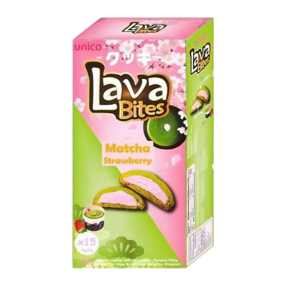 UNICO Lava Bites Cookies Matcha Strawberry Flavor 150g